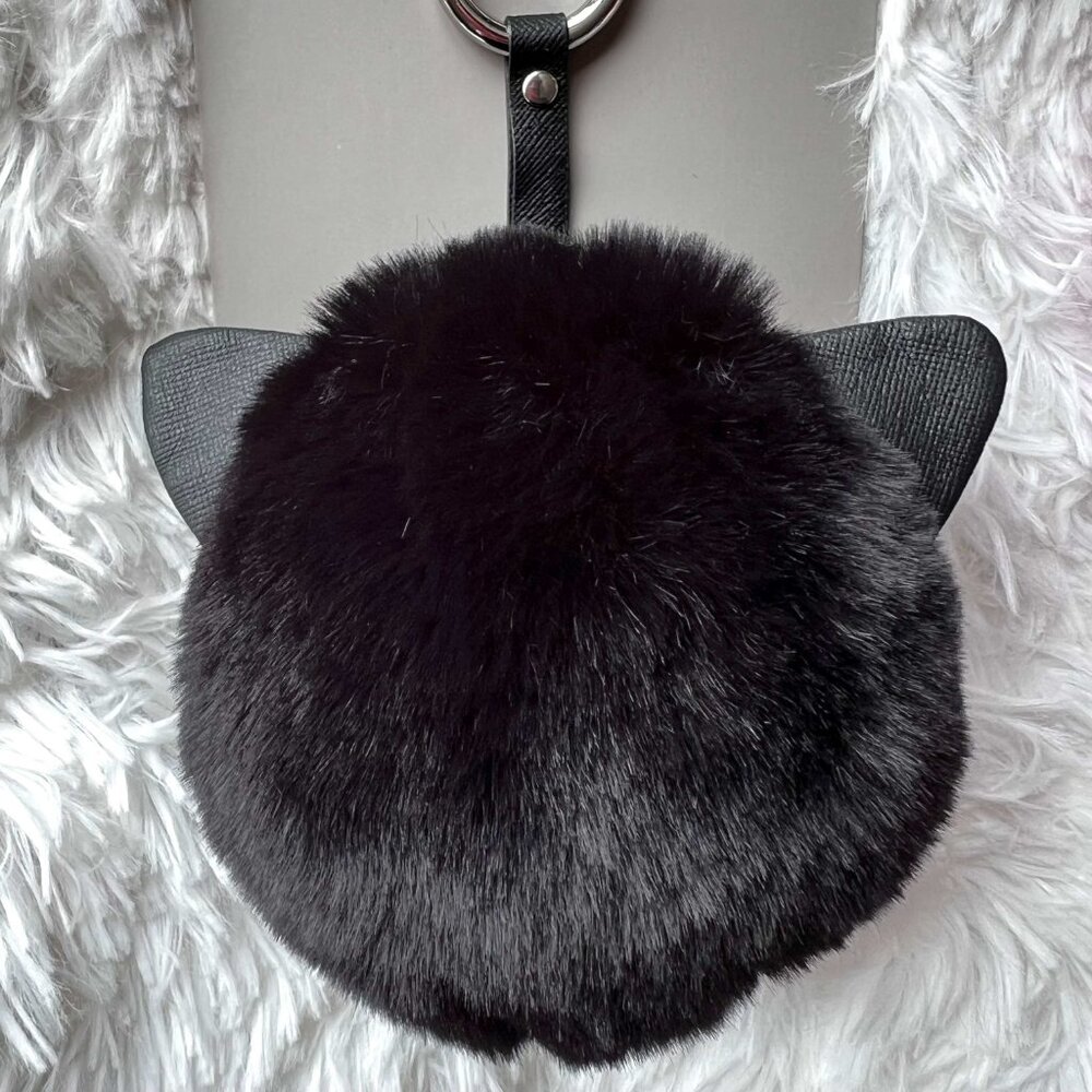 NWT ZARA FUR BAG CHARM KEYRING Ears * Cat Head